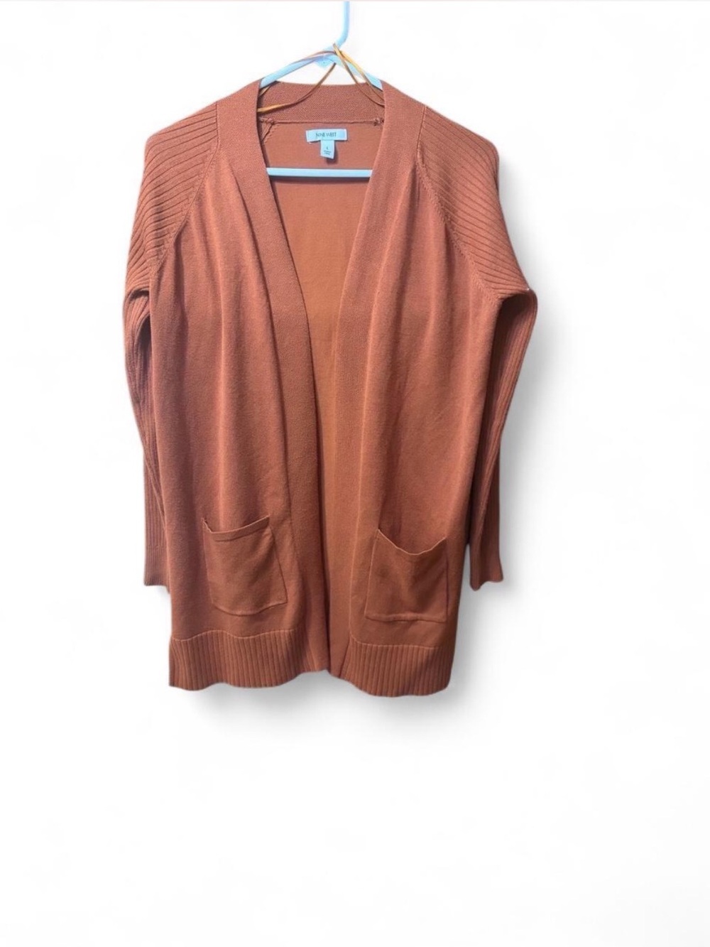 Nine West Open-Front Long Cardigan Sweater - Rust